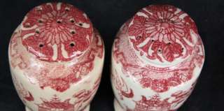 L18 VINTAGE 1920S RARE MORIYAMA RED WILLOW SALT AND PEPPER SHAKERS 