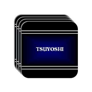 Personal Name Gift   TSUYOSHI Set of 4 Mini Mousepad Coasters (black 