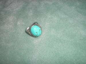 HANDCRAFTED TURQUOISE FLOWER SILVER RING SIZE 7  