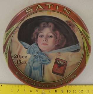   Cent Satin Turkish Cigarettes Advertising Lady Metal Tin Bar Tray Pan