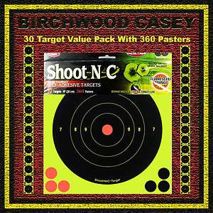 30 Birchwood Casey 8 inch Shoot N C Adhesive Targets With 360 Pasters 