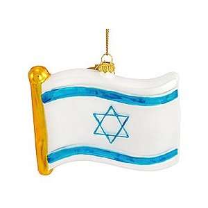 Israel Flag Glass Ornament