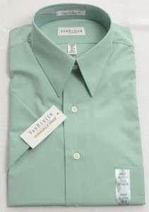 NWT Van Heusen Green Dress Shirt 18.5 Half Sleeve $40  