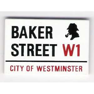 Baker Street with Sherlock Holmes Profile Fridge Magnetic