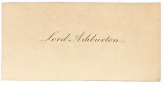 Lord Ashburton Calling Card  
