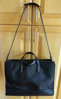 TUMI Leather & Nylon Black Briefcase Tote Handbag Carry All Computer 