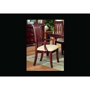   Cherry Finish Wood Arm Dining Chair Set of Two Chairs