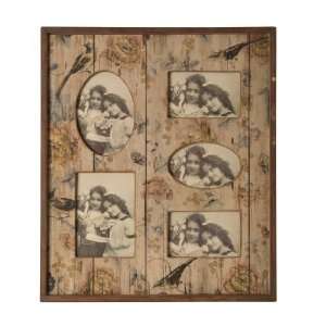 Wilco Imports Distressed Floral with Bird Motif Collage Frame 18 inch 