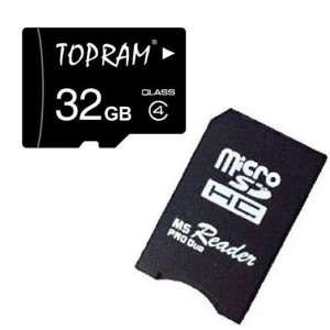   SDHC Memory Card with SD Adapter and Memory Stick MS Pro Duo Adapter