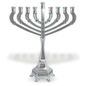  21 Centimeter Hanukkah Menorah in Nickel and Engravings 