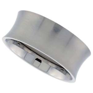 Surgical Steel 9mm Concaved Wedding Band Ring Comfort Fit Matte Finish 