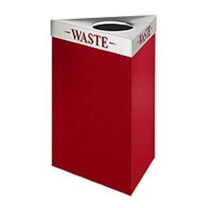 Trifecta Waste Receptacle, 15 Gallon Capacity Base, Candy Red Base Col 