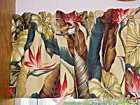 Tropical Barkcloth Fabric VALANCE~Bird of Paradise Nat~  