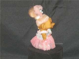 VTG TAB TROLL PAINTED EYES ROOTED SHORT PINK HAIR PINK NEW GOWN 