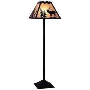  Mountain with Elk Mica Shade Floor Lamp