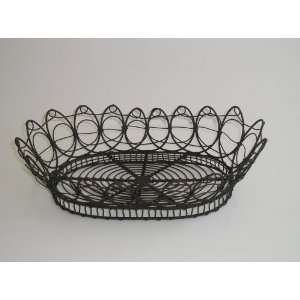  Oval Wrought Iron Wire Fruit Basket   Black