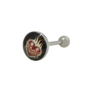 Barbell Tongue Ring 316L Surgical Steel with Korn Logo 
