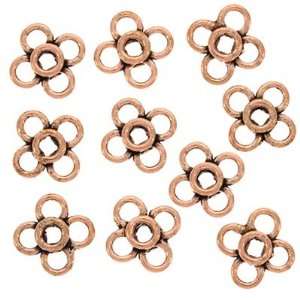 Bali Real Copper 4 Loop Flower Stations Connectors Charms 