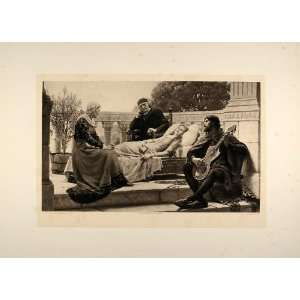  1893 Photogravure Minstrel Lute Edmund Blair Leighton 