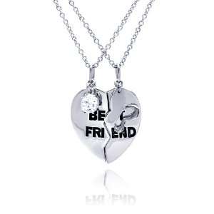   Free Silver Necklaces Broken Best Friend Heart Necklace Jewelry