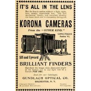  1901 Ad Gundlach Optical Korona Cameras Long Focus Lens 