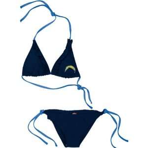   Diego Chargers Womens Blue Ruffled String Bikini