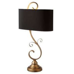   Cristina Gold Scroll Table Lamps with Black Shades 738449344651  