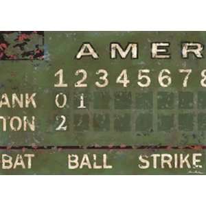  Vintage Green Scoreboard   Baseball Canvas Reproduction 