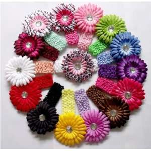 Lot 15 Baby Daisy Flower Headband Hair Clip Bow Crochet + Headbands