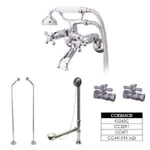   center wall mount clawfoot tub filler and shower enclosure kit
