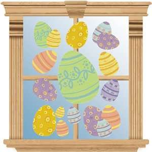    Easter Glitter Eggs Vinyl Window Decorations 11pc Toys & Games