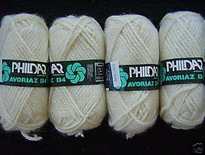 Phildar Avoriaz mohair blend yarn, off white, lot of 4  