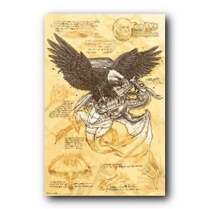  Bcreative LeoS Dragon Bald Eagle Poster 22.5X34 9305 