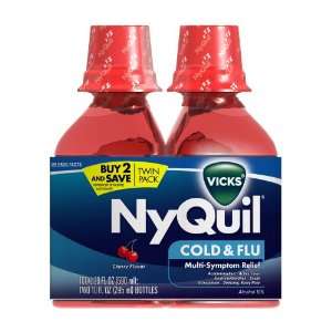  Vicks NyQuil Cold & Flu Relief Liquid, Cherry Flavor, Twin 