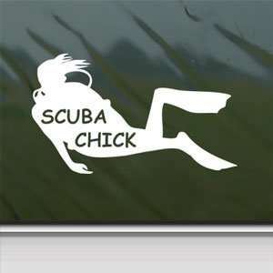  Scuba Chick White Sticker Scuba Dive Diver Laptop Vinyl 