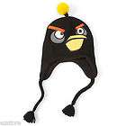 Angry Birds BLACK Pilot Lapland Laplander Ear Flap Knit Cap Hat Beanie 