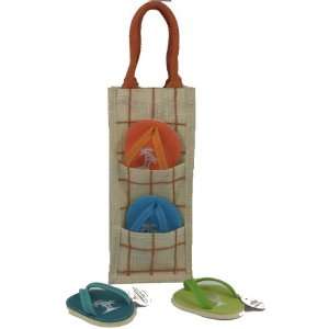  Jute Wine Tote with Beaches Flip Flop Coasters Kitchen 