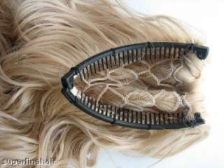 22synthetic clip on wavy hair pieces,#1B  