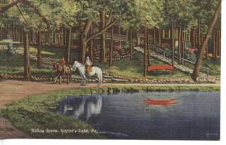 Riding Scene, Saylors Lake, PA, 1946, Unused postcard  
