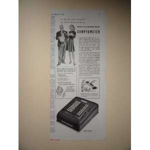  Comptometer. Vintage 40s print ad. (miss Dale with boss 
