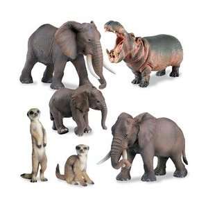 African Animals   Elephants, Meerkats and Hippo Toys 