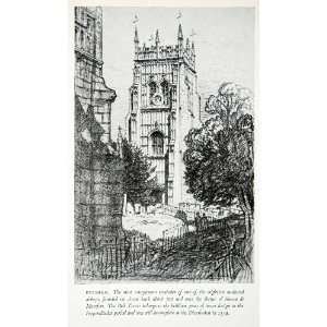 1950 Print Evesham England Abbot Lichfield Bell Tower Medieval Sydney 