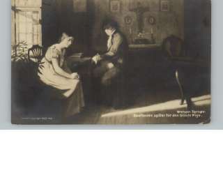 BEETHOVEN spiller for den blinde Pige c1910 Postcard  