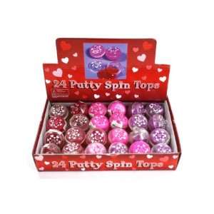   of 24   Valentine putty filled spin top display (Each) By Bulk Buys