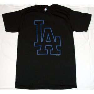  Los Angeles Dodgers Black on Black XL Logo T shirt Sports 