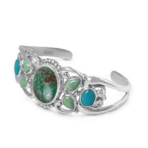   , Chrysoverde, Kingman Turquoise and Variscite Cuff Bracelet Jewelry
