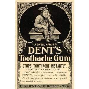  1901 Vintage Dental Ad Dents Toothache Gum Teeth Pain 