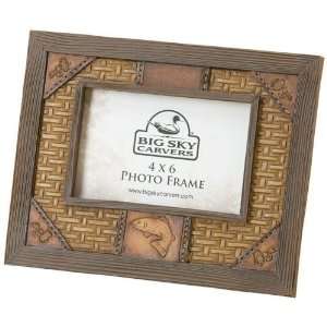  Rustic Leather Look Fish Picture Frame, 4x6