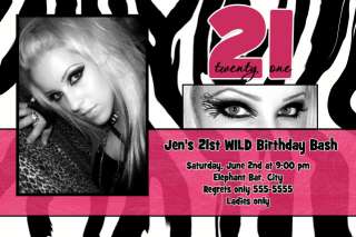 Zebra HOT PINK Bachelorette BIRTHDAY Invitation *Wild*  