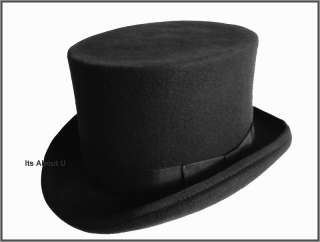 Black Top Hat   Top Qlty Gentlemans 100% Wool S,M,L,XL  